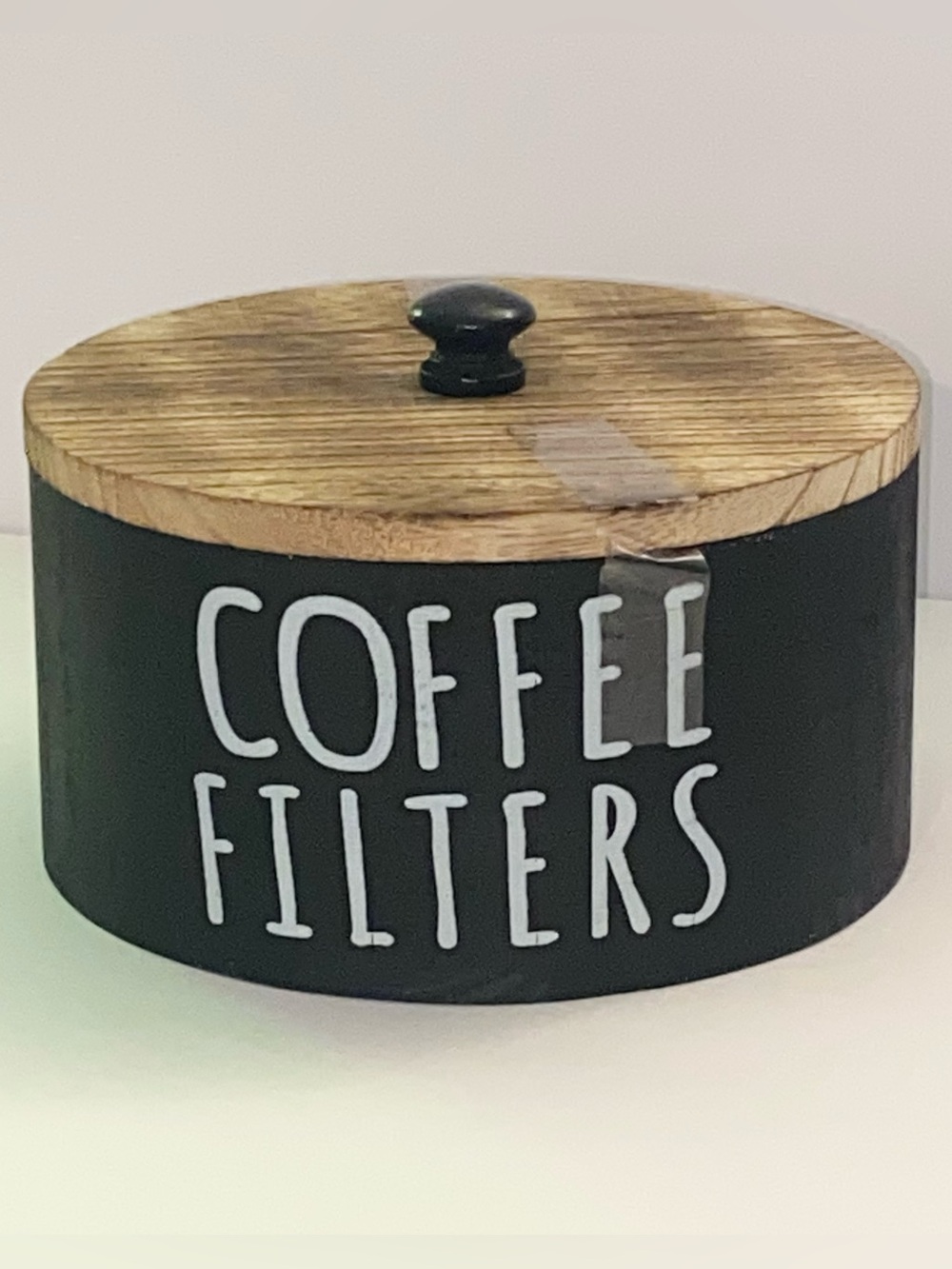 Wooden Coffee Filters Container with Lid Black